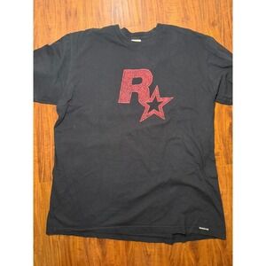Vintage 90s Rockstar Video Games Logo Men's T-Shirt Made in USA XL GTA Red Logo